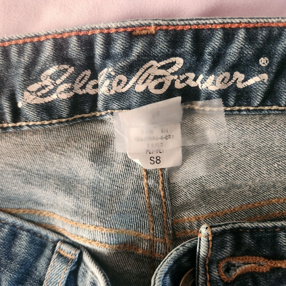 Eddie Bauer Bootcut Jeans Blue Denim Stretch Women Button Size 8S - Picture 6 of 10